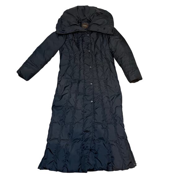 Cole Haan Black Long Puffer Coat Down Feather Womens Sz Medium - Picture 1 of 16